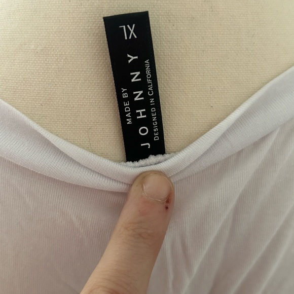 EUC Made by Johnny White V-Neck 3/4 Sleeve Women's Tunic with Side Rouching XL - Picture 5 of 7